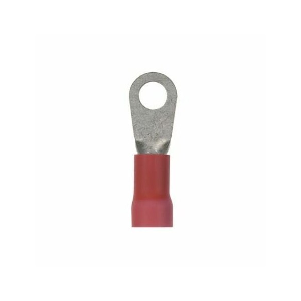 Ring Terminal, #8 Stud Size, 8 AWG, 600 V, Vinyl Insulated, Red, 25 PK